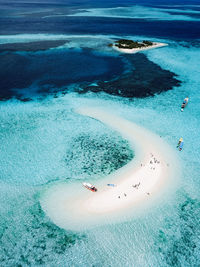 High angle view of people at beach