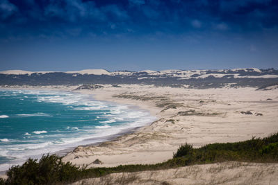 Scenic view of beach against sky