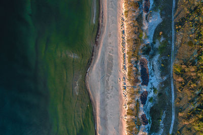 High angle view of water on land