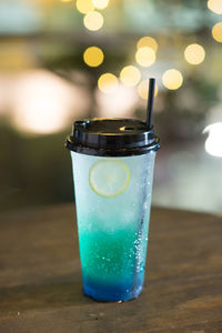 Close-up of water in glass on table