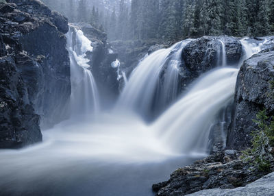 Scenic view of waterfall in forest