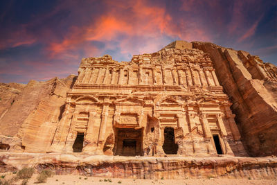 Low angle view of rock formations