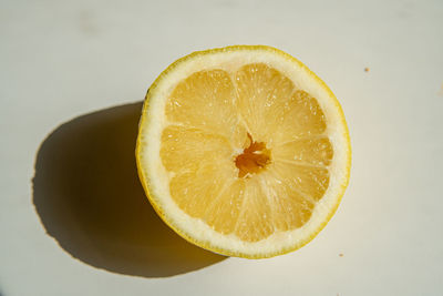 High angle view of lemon on table