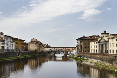 Florence , arno river and ponte vecchio ,old bridge , medieval landmark