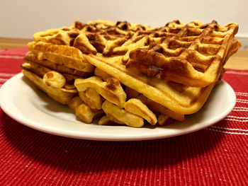 Close-up of breakfast served in plate