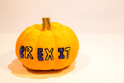 Close-up of pumpkin against white background