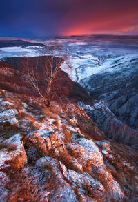 Scenic view of landscape against sky during sunset