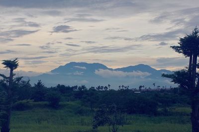 Scenic view of mountains against sky