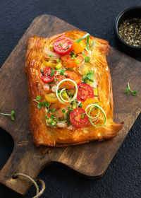 High angle view of food on table