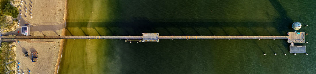 Aerial view of pier over lake