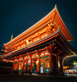 Illuminated senso-ji buddhist temple in asakusa at night