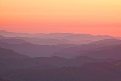 Scenic view of mountains against sky during sunset