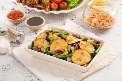 Close-up of food on table