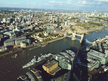 High angle view of bridge over river