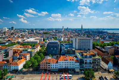 High angle view of townscape against sky