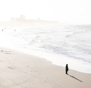 Scenic view of sea against sky one person silhouette shadow 