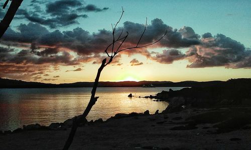 Scenic view of sea at sunset