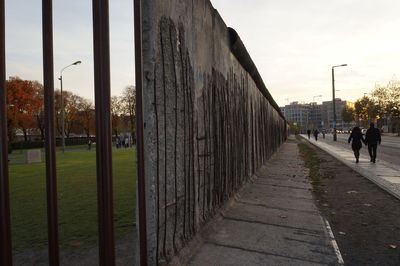 View of footpath in city