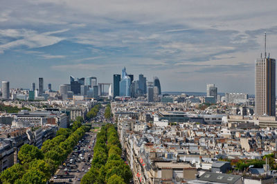 Aerial view of cityscape against sky