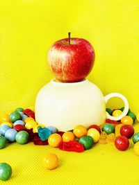 Close-up of apples on table
