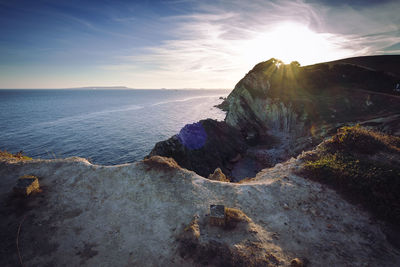 Scenic view of sea against sky during sunset