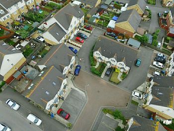 High angle view of cars in city