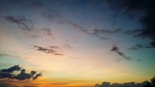 Scenic view of cloudy sky at sunset