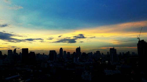 City skyline at sunset