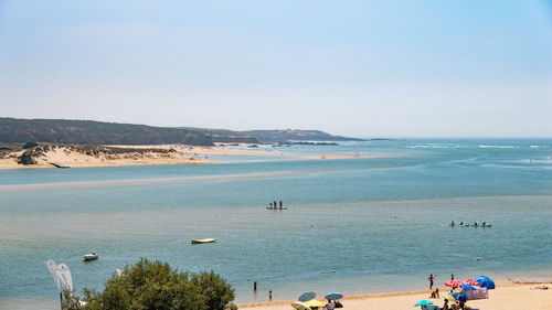 Scenic view of sea against clear sky