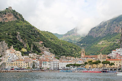 Town with mountains in background