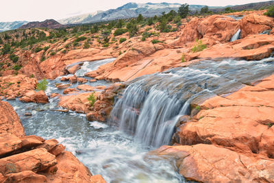 Scenic view of waterfall