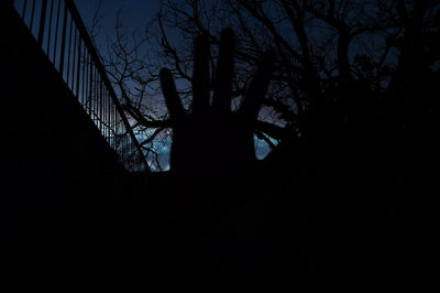 Low angle view of silhouette trees against sky