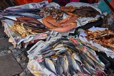 Maeklong railway street fish market bangkok thailand street where train passes daily fresh fish asia