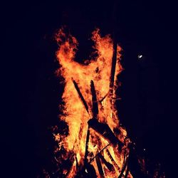 Close-up of bonfire at night