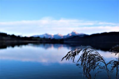 Scenic view of lake against sky