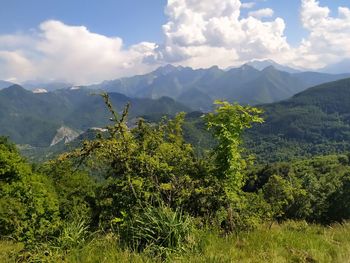 Scenic view of mountains against sky