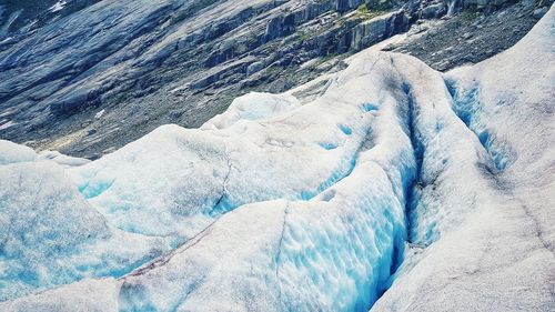Aerial view of frozen landscape