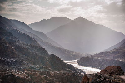 Scenic view of mountains against sky