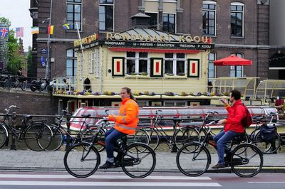 Cars parked in front of building
