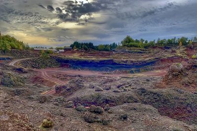 Scenic view of landscape against sky during sunset