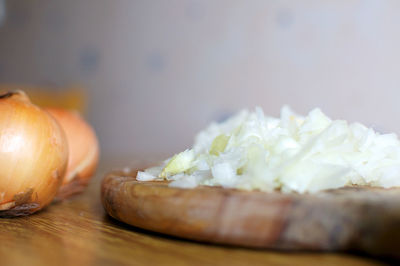 Close-up of fruits on cutting board