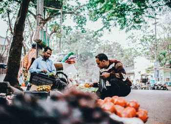 Group of people on barbecue grill