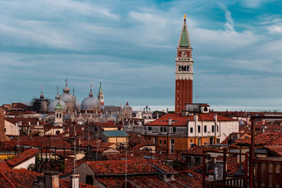 High angle view of church in city