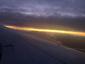 Aerial view of cloudscape against sky during sunset