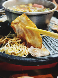 Close-up of food in bowl on table