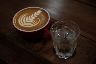 Close-up of cappuccino on table