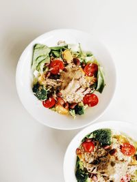 Directly above shot of salad served in bowl