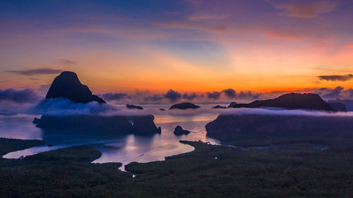 Scenic view of sea against sky during sunset