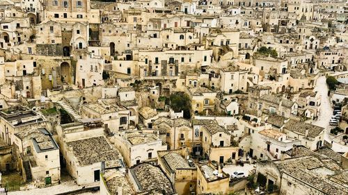 High angle view of buildings in city