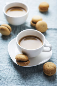 Close-up of coffee cup on table